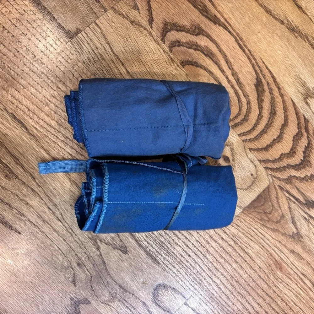 Set of 2 Anti Tarnish Silver Jewelry Flatware Storage Roll Cloth 12 Pocket Blue